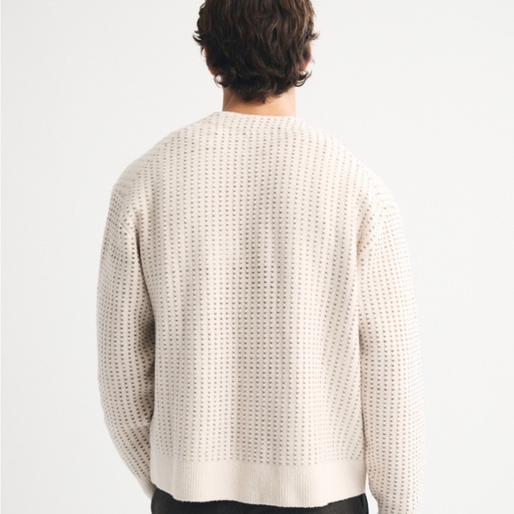 Men's Abercrombie & Fitch Textured Cardigan, Cream, Large, NWT - Picture 6 of 9
